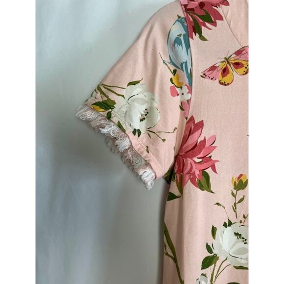 Spartina Pink Floral Mini Dress MEDIUM Boho Vacation Coastal Casual Resort - Picture 3 of 8